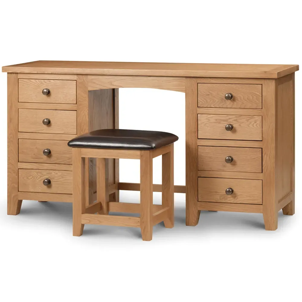 Marlborough 8 Drawer Twin Pedestal Dressing Table - Oak