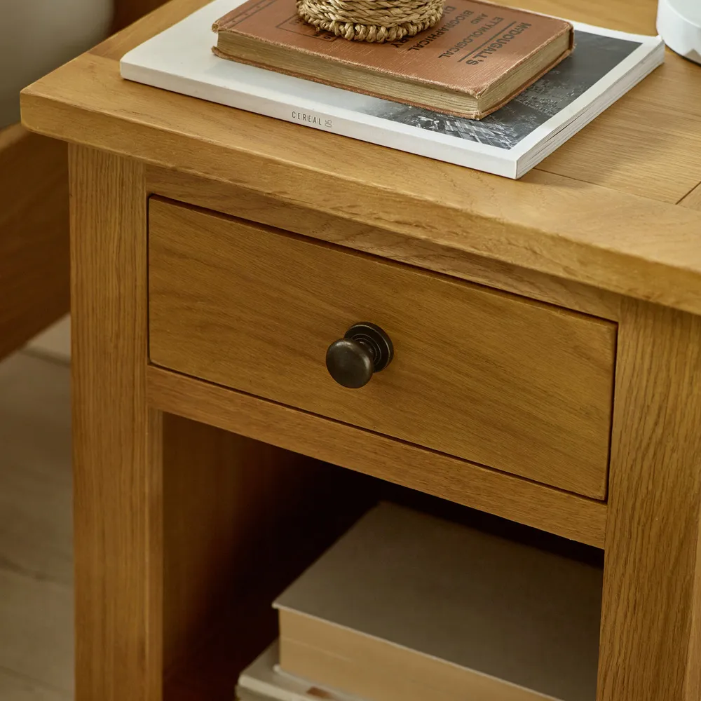Marlborough Single Drawer Bedside Table - White Oak