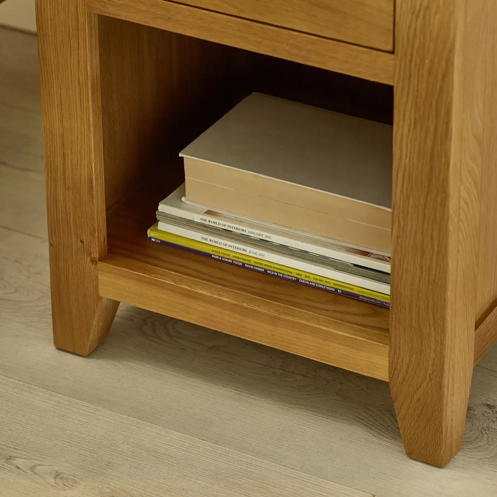 Marlborough Single Drawer Bedside Table - White Oak