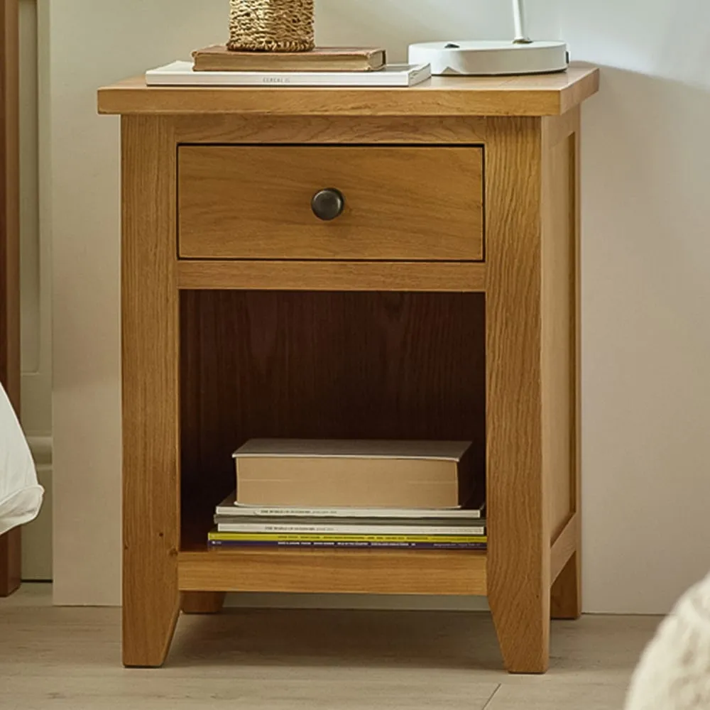 Marlborough Single Drawer Bedside Table - White Oak image