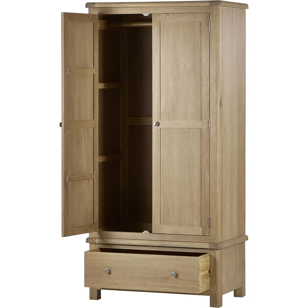 Memphis 2 Door Wardrobe with Drawer - Limed Oak