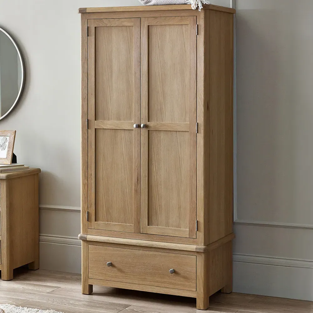 Memphis 2 Door Wardrobe with Drawer - Limed Oak