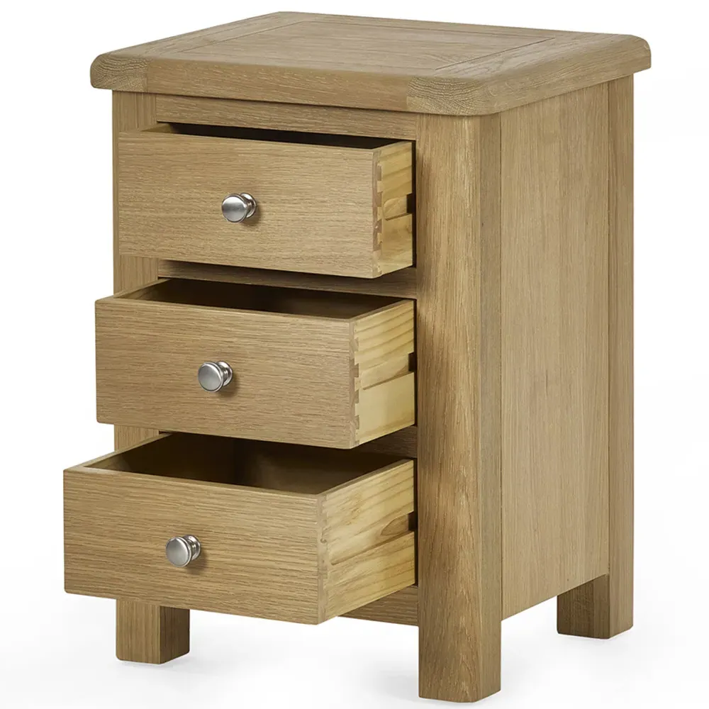 Memphis 3 Drawer Bedside Table - Limed Oak