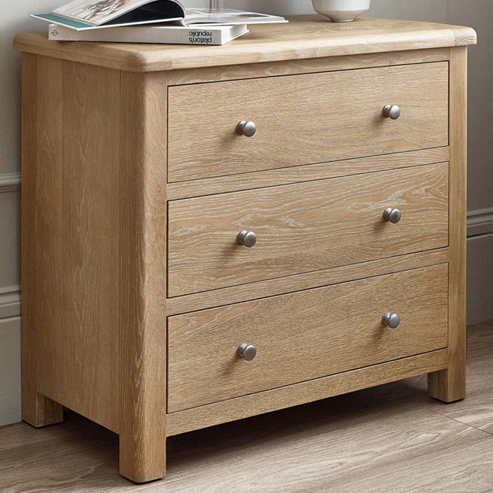 Memphis 3 Drawer Chest of Drawers - Limed Oak