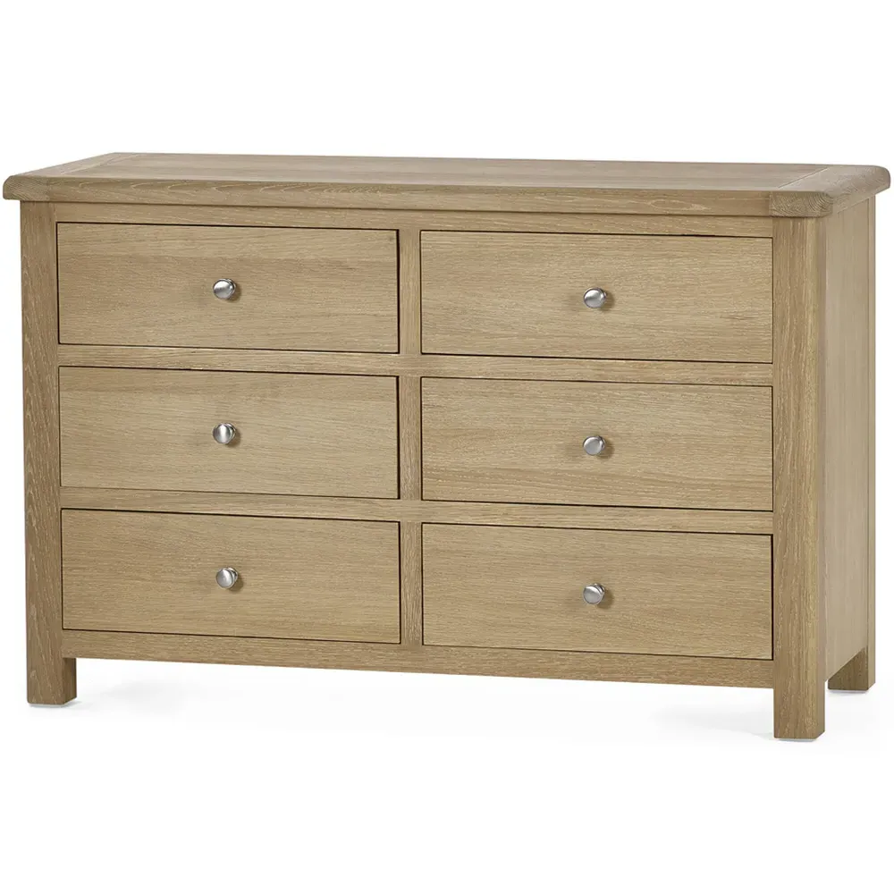 Memphis 6 Drawer Wide Chest of Drawers - Limed Oak