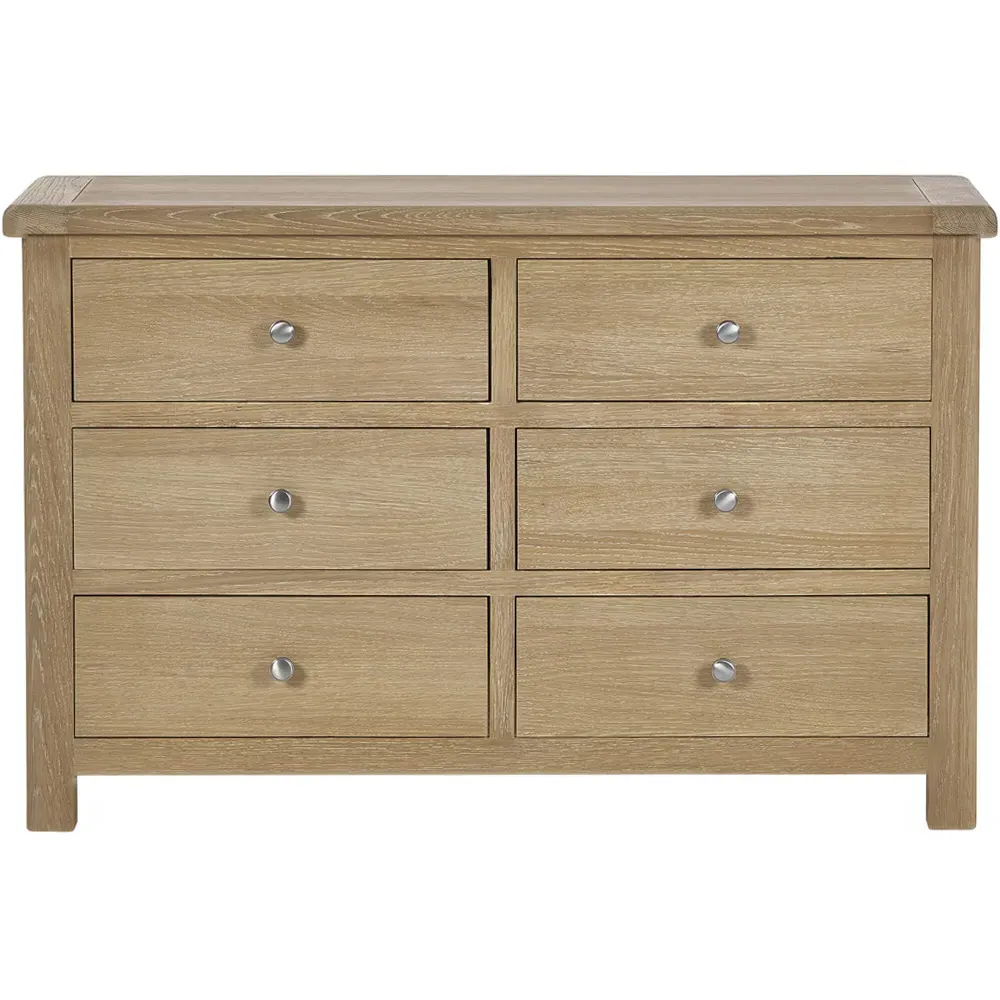 Memphis 6 Drawer Wide Chest of Drawers - Limed Oak