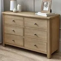 Memphis 6 Drawer Wide Chest of Drawers - Limed Oak