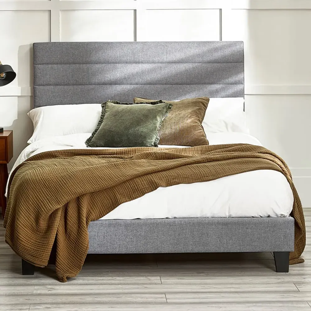 Merida Double Bed Frame - Grey, Linen