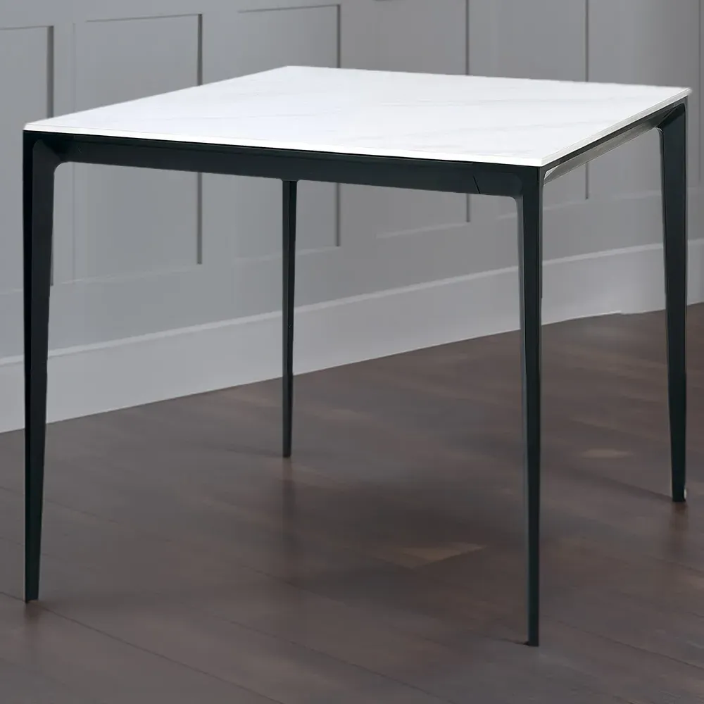 Miami 4-Seater Square Dining Table - White, Marble