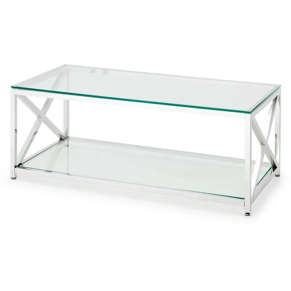 Miami Coffee Table with Storage - Silver, Glass