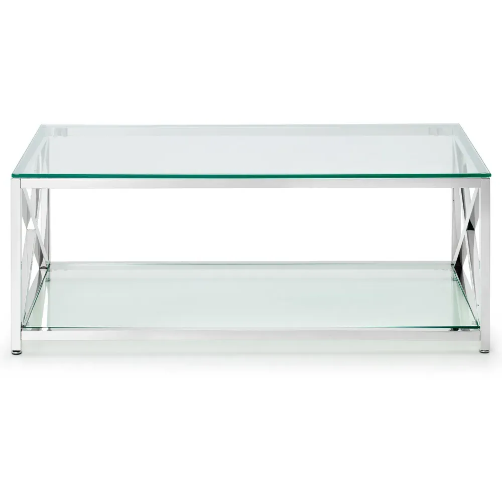 Miami Coffee Table with Storage - Silver, Glass