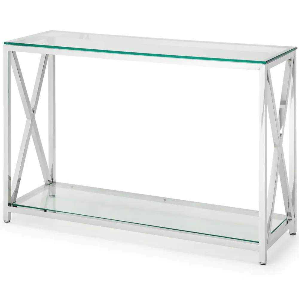 Miami Console Table with Storage - Silver, Glass