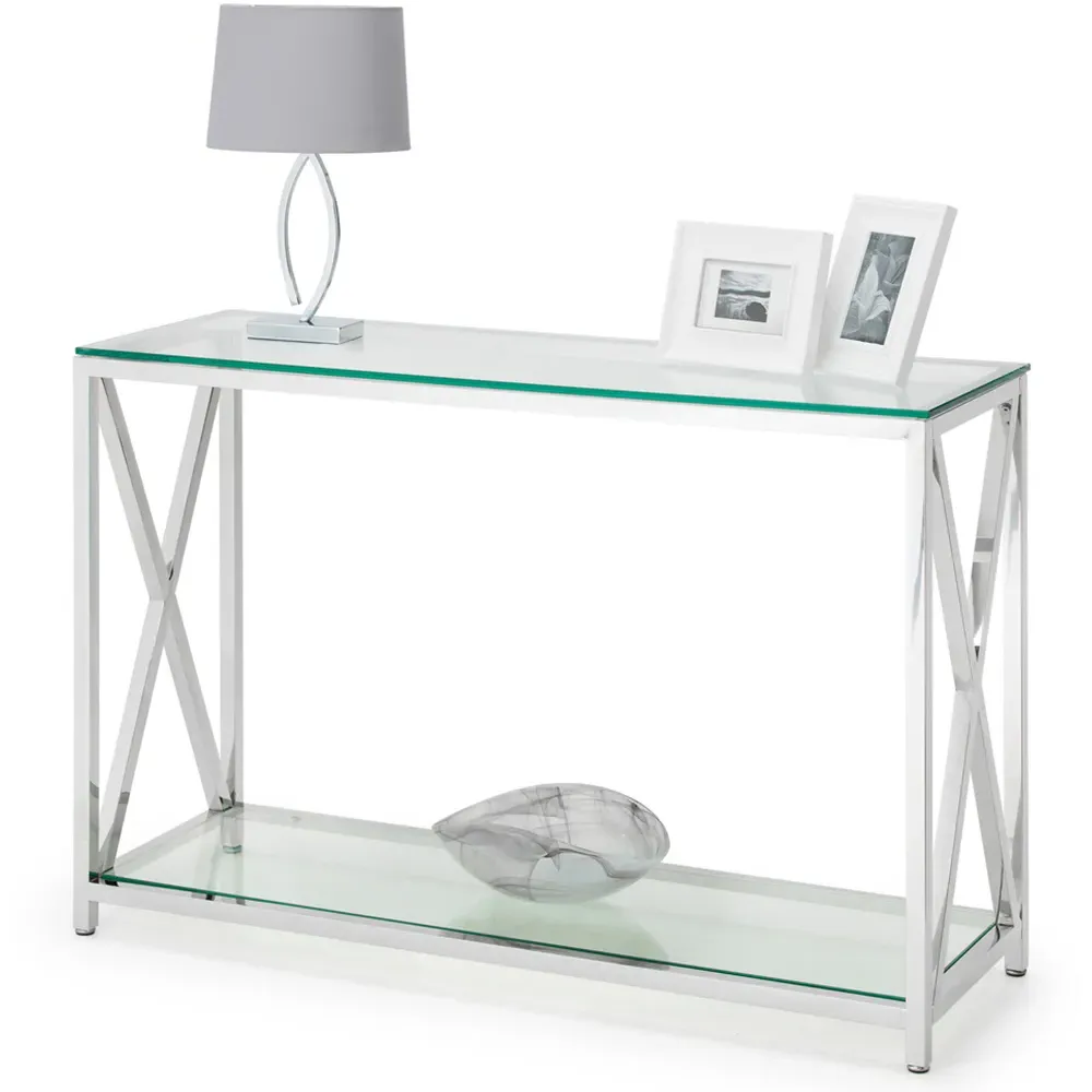Miami Console Table with Storage - Silver, Glass