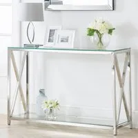 Miami Console Table with Storage - Silver, Glass