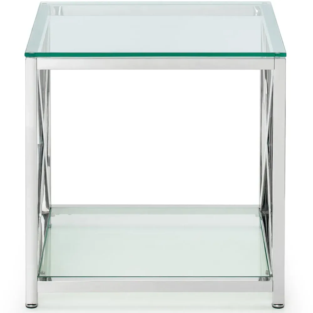 Miami Lamp Table with Storage - Silver, Glass