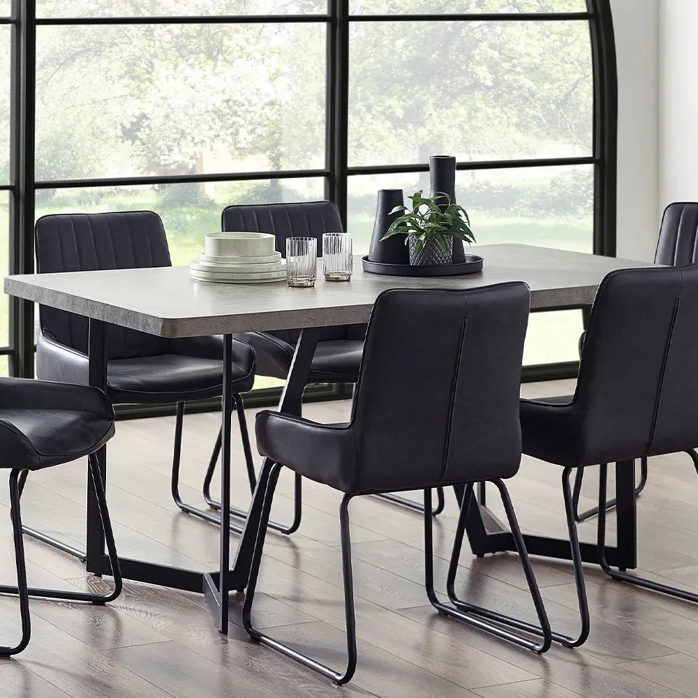 Miller 6-Seater Dining Table - Grey, Concrete image