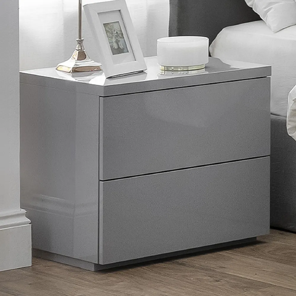 Monaco 2 Drawer Bedside Cabinet - Grey image