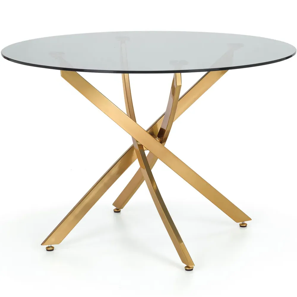 Montero 4-Seater Round Dining Table - Gold, Glass