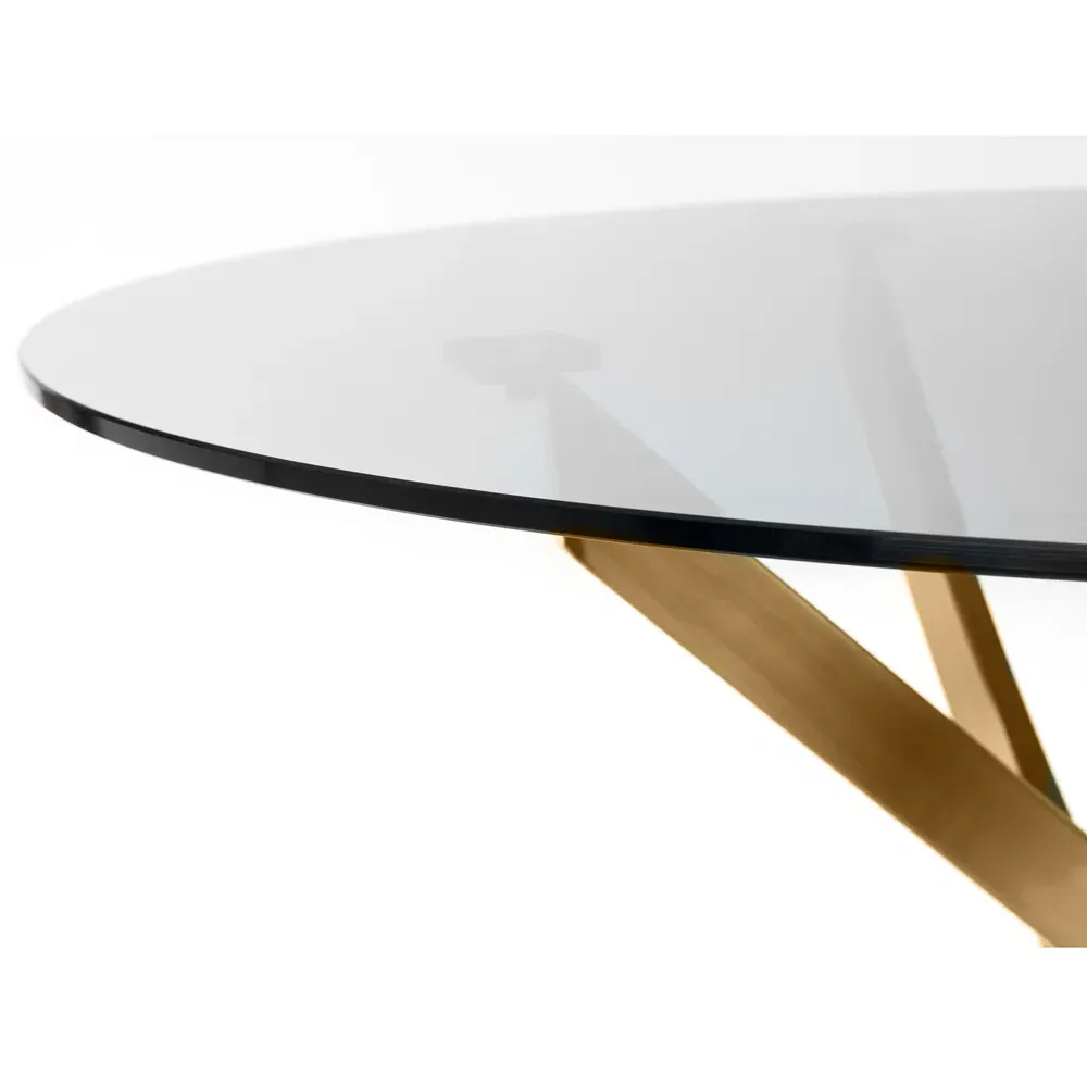Montero 4-Seater Round Dining Table - Gold, Glass