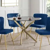 Montero 4-Seater Round Dining Table - Gold, Glass