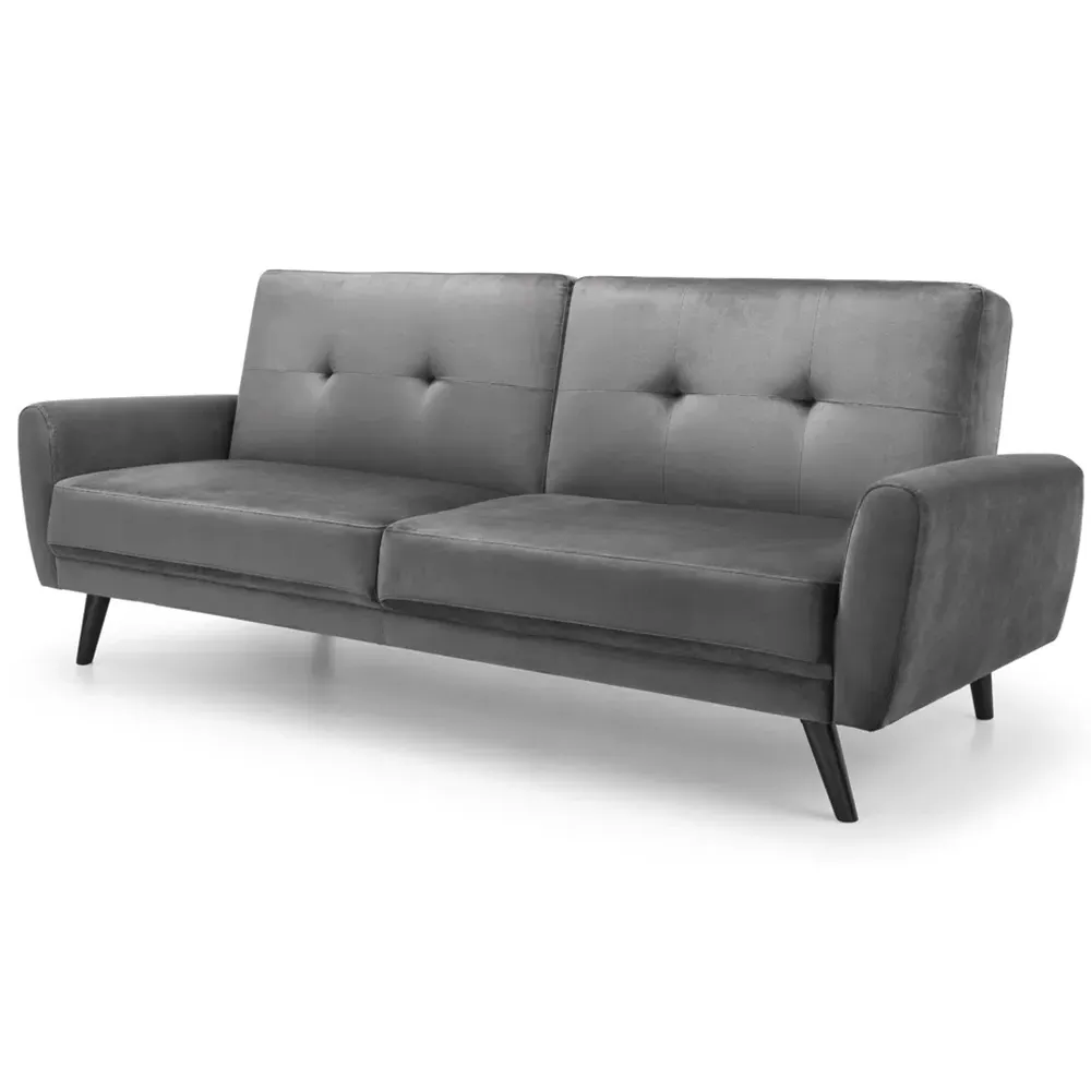 Monza 2-Seater Sofa Bed - Dark Grey, Velvet