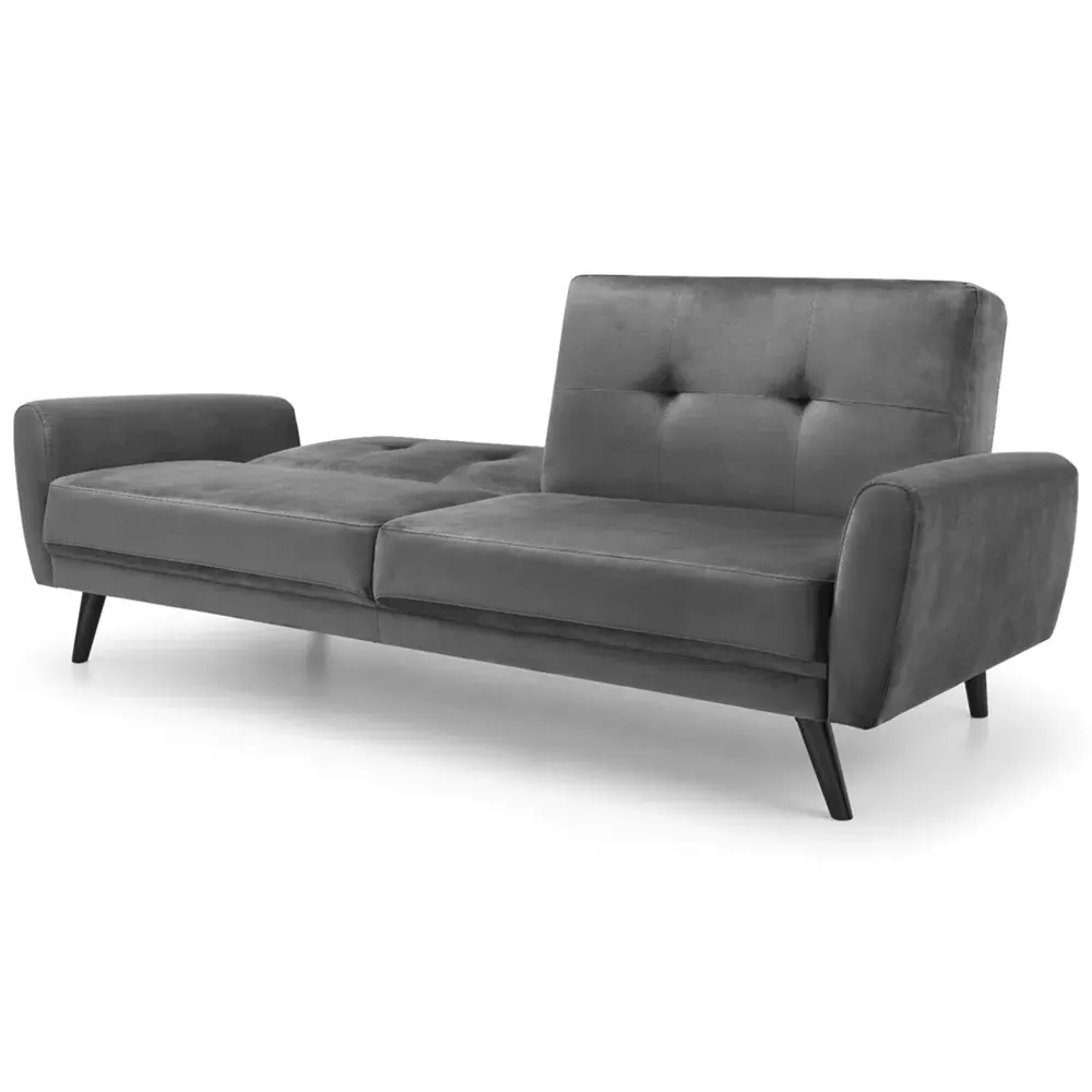Monza 2-Seater Sofa Bed - Dark Grey, Velvet