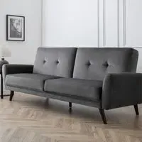 Monza 2-Seater Sofa Bed - Dark Grey, Velvet