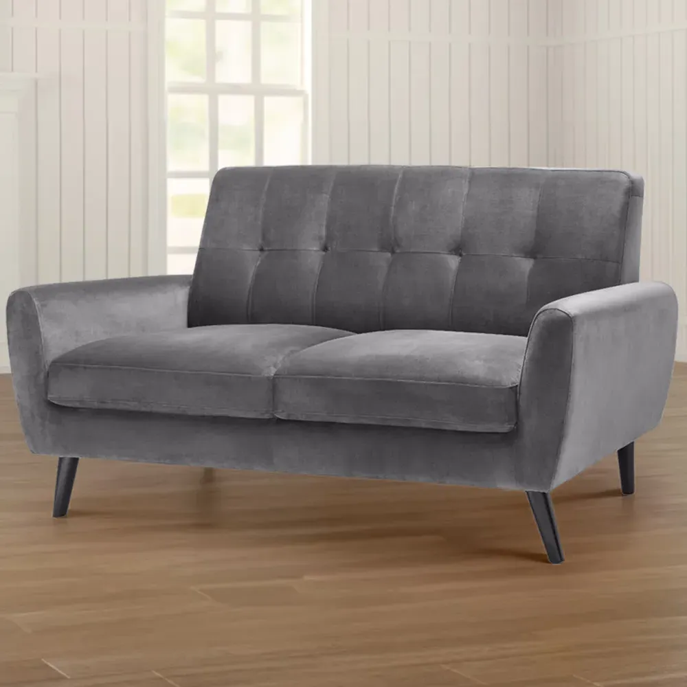 Monza 2-Seater Sofa - Dark Grey, Velvet image