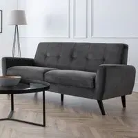 Monza 3-Seater Sofa - Dark Grey, Velvet