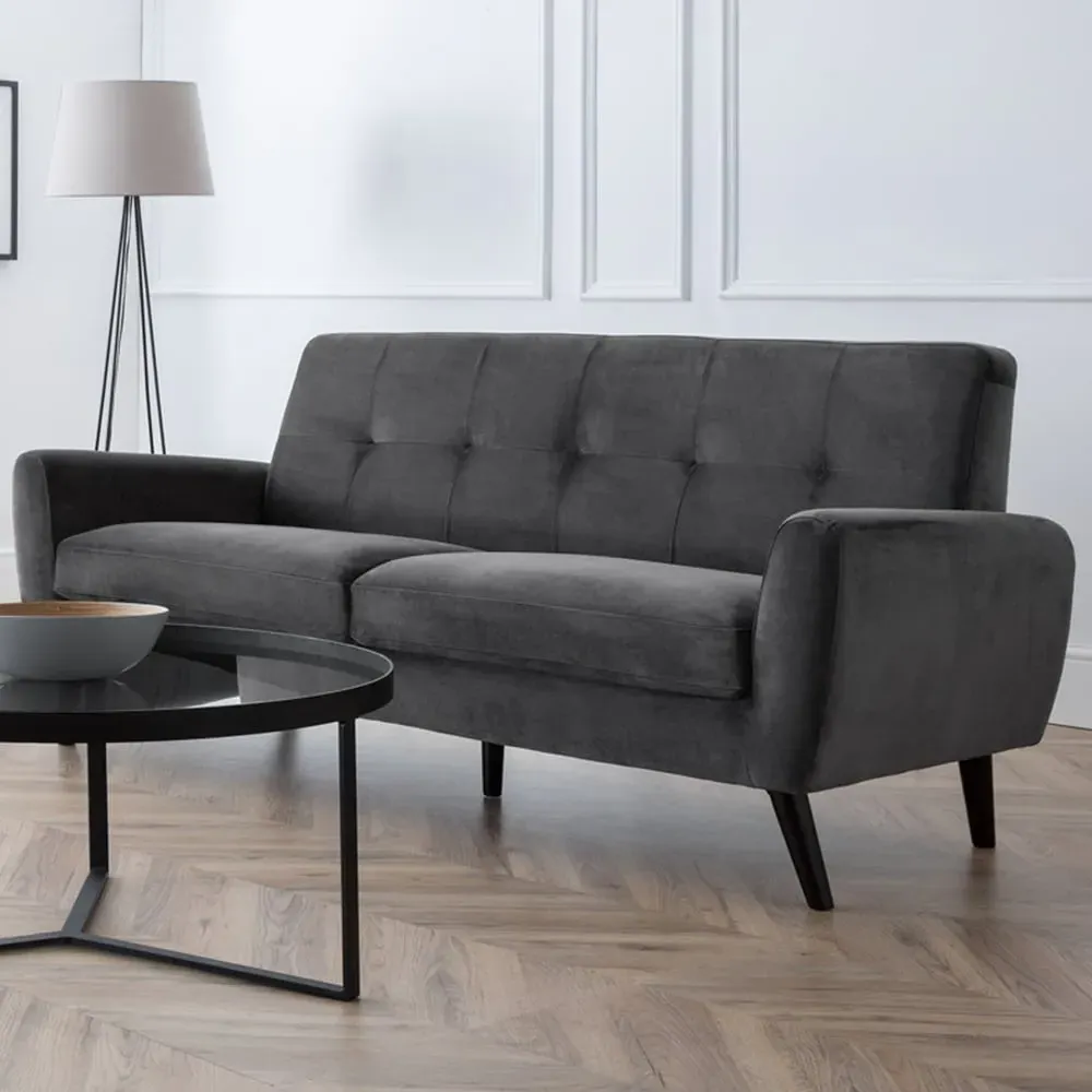 Monza 3-Seater Sofa - Dark Grey, Velvet