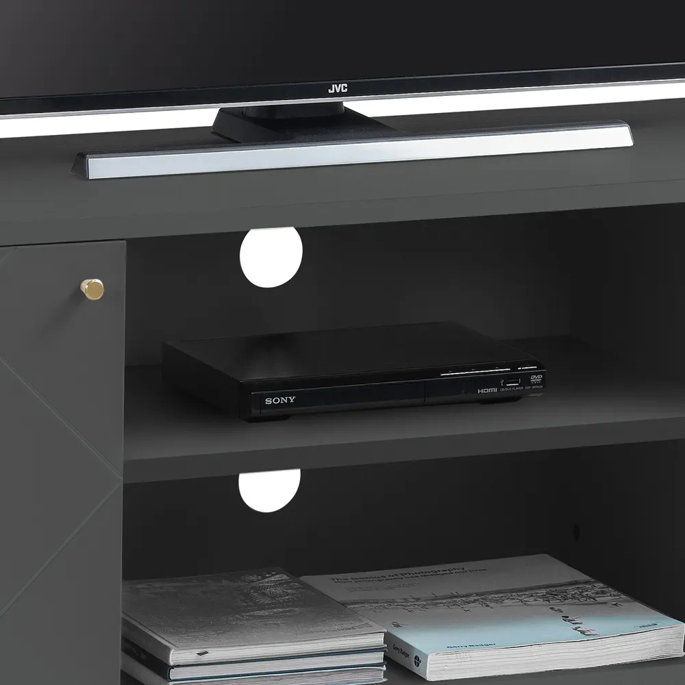 Moritz 2 Door TV Unit with Storage - Grey