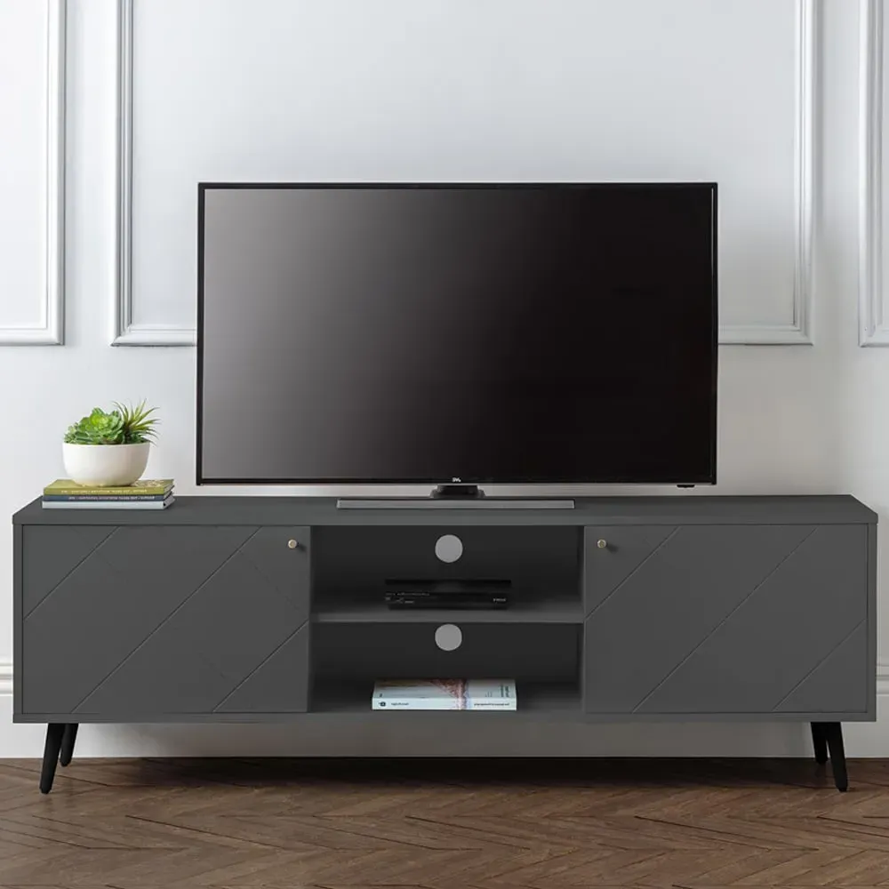 Moritz 2 Door TV Unit with Storage - Grey