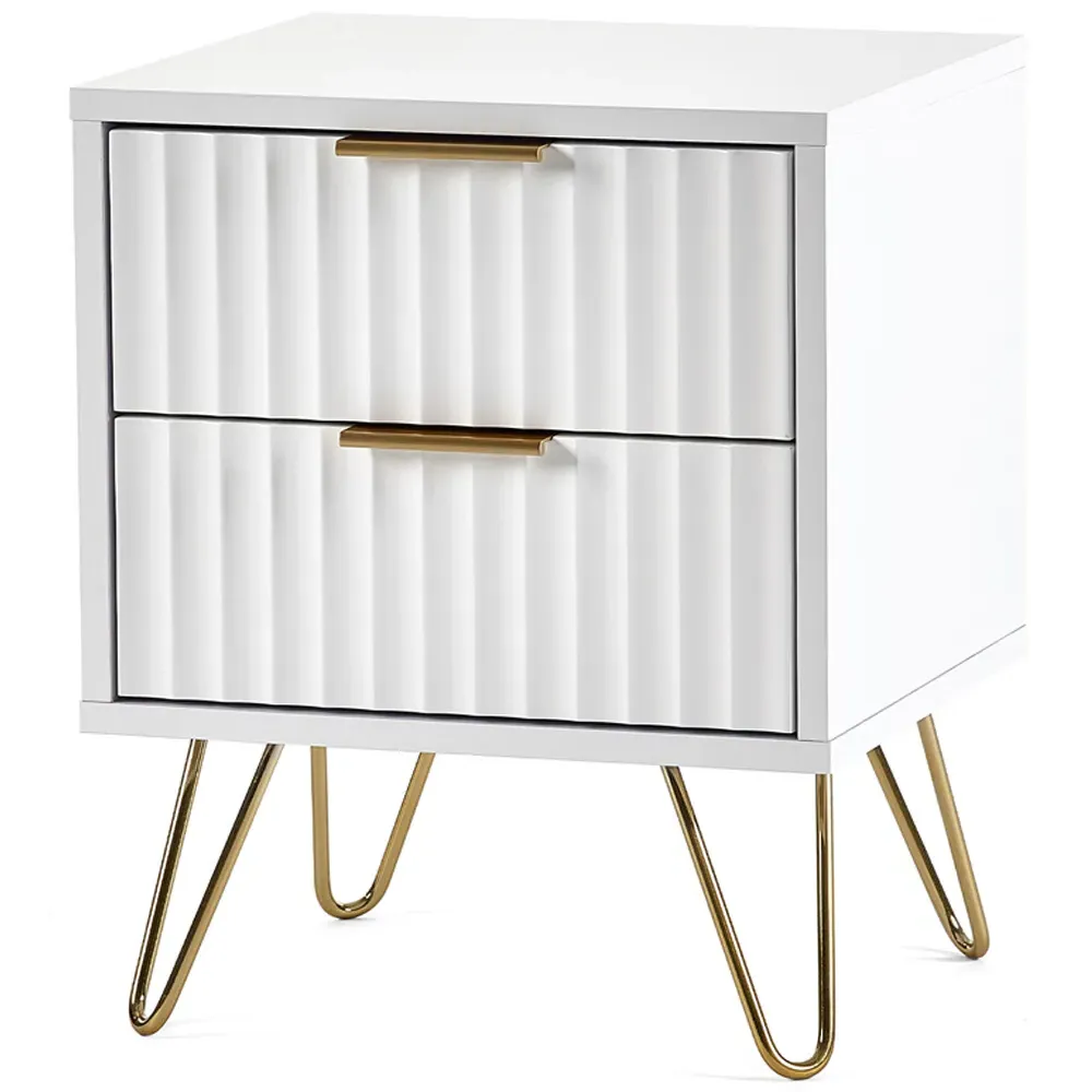Murano 2 Drawer Bedside Table - White