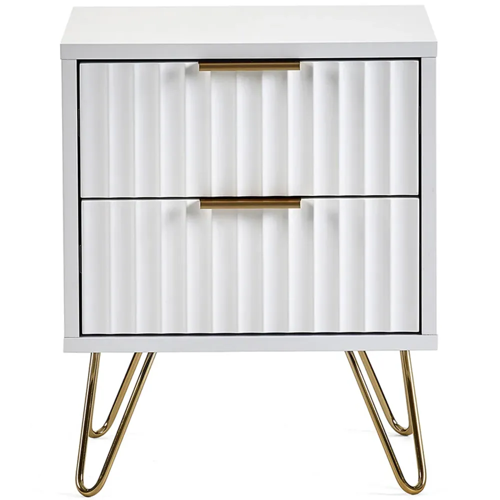 Murano 2 Drawer Bedside Table - White