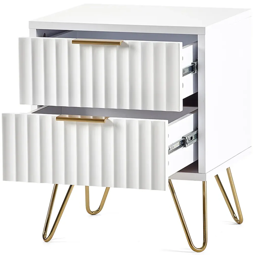 Murano 2 Drawer Bedside Table - White