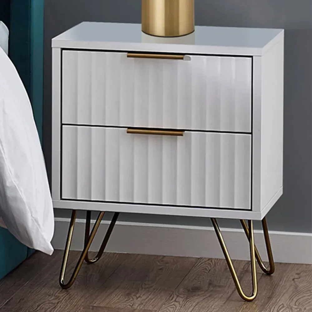 Murano 2 Drawer Bedside Table - White image
