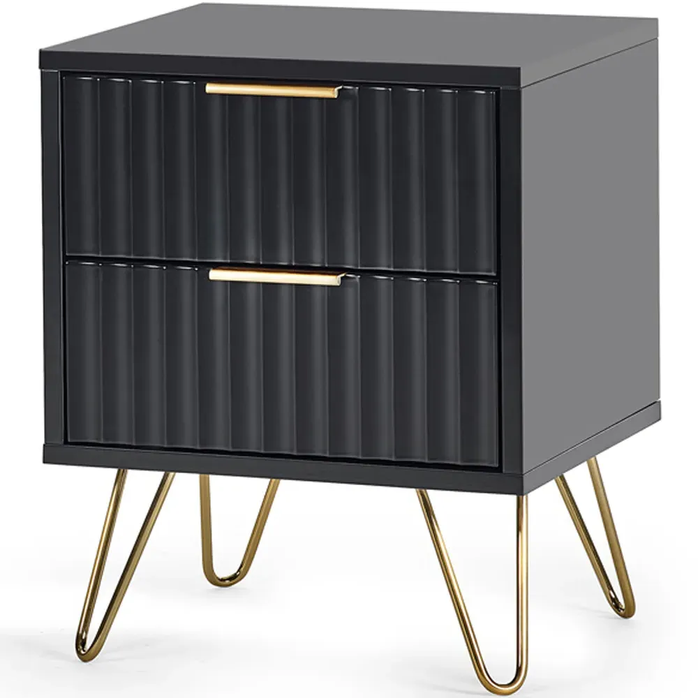 Murano 2 Drawer Lamp Table - Black