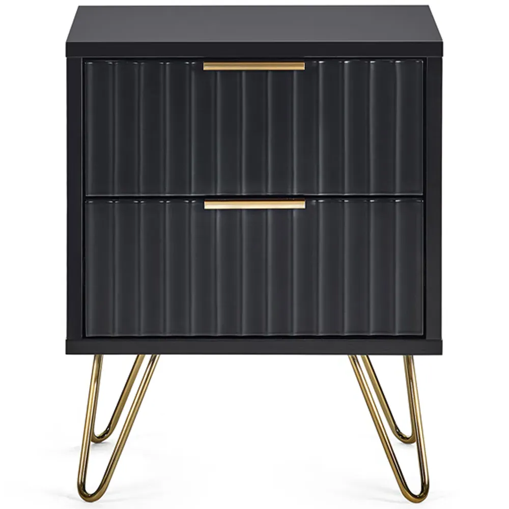 Murano 2 Drawer Lamp Table - Black