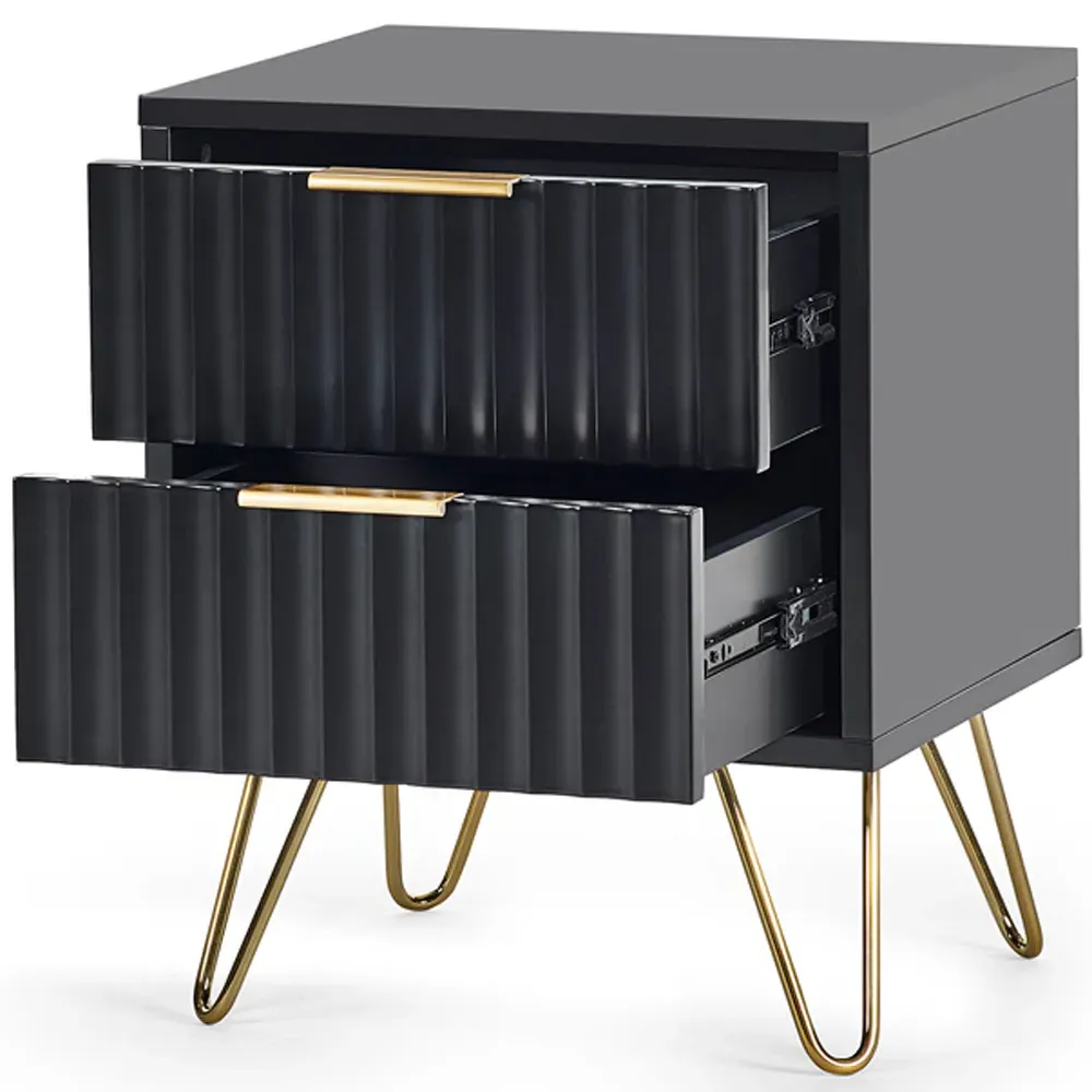 Murano 2 Drawer Lamp Table - Black