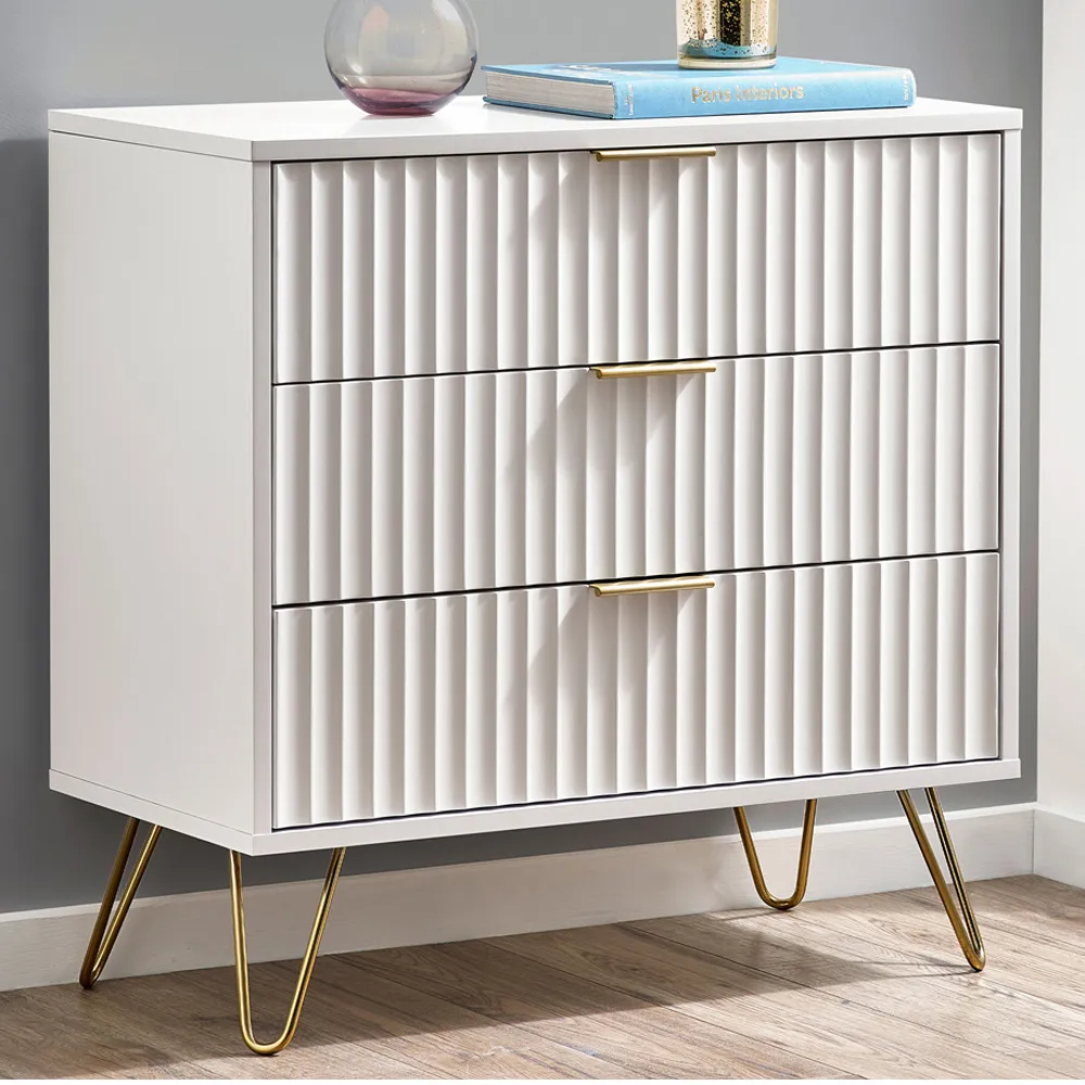 Murano 3 Drawer Chest of Drawers - White image