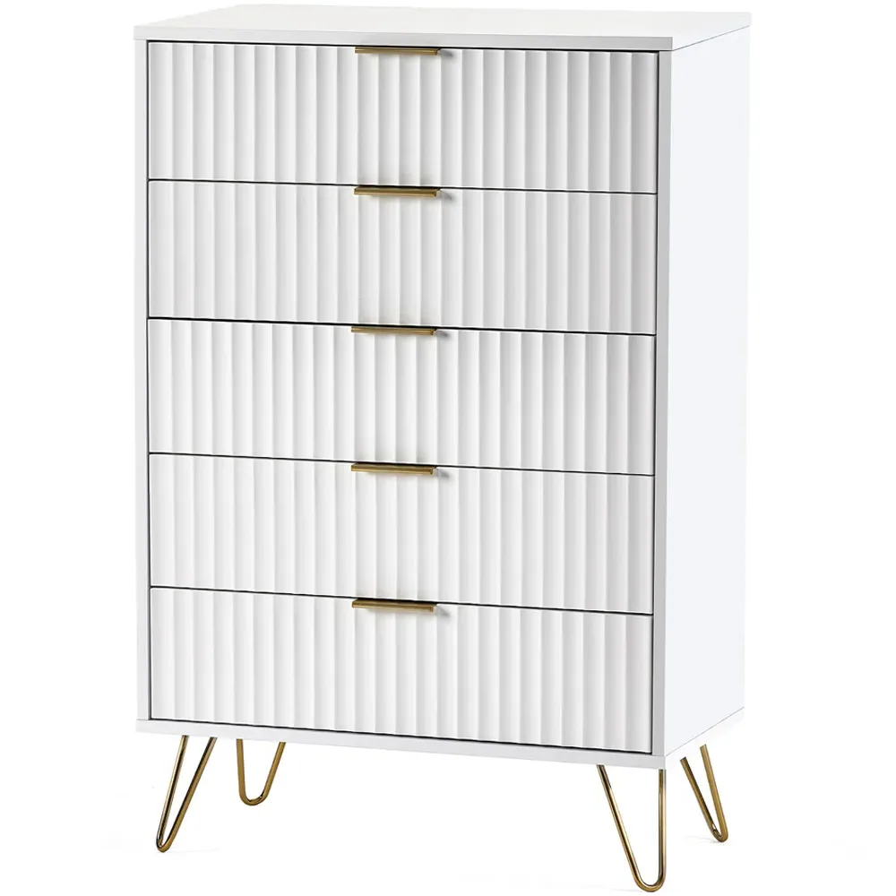 Murano 5 Drawer Chest of Drawers - White