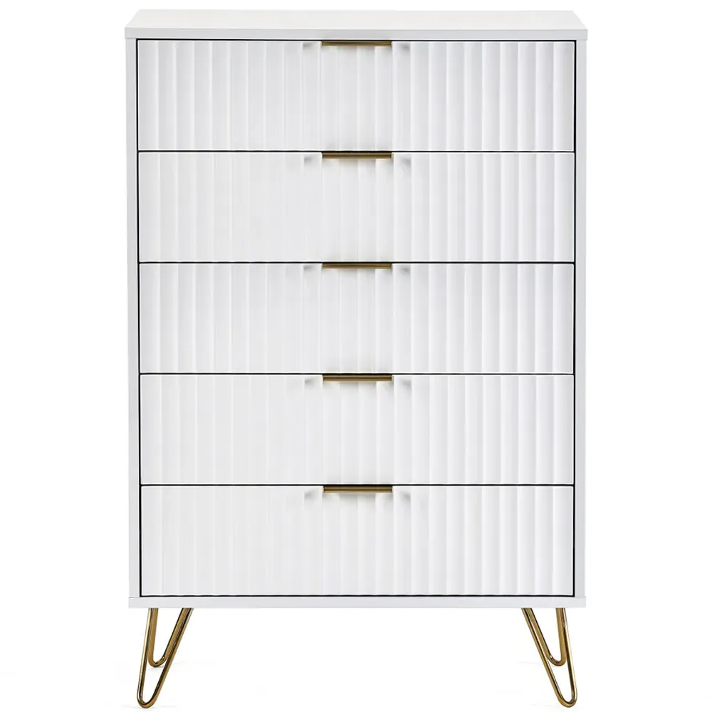 Murano 5 Drawer Chest of Drawers - White
