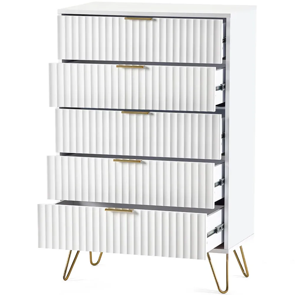 Murano 5 Drawer Chest of Drawers - White