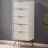 Murano 5 Drawer Tallboy Chest of Drawers - White