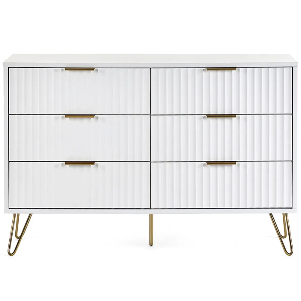 Murano 6 Drawer Chest of Drawers - White