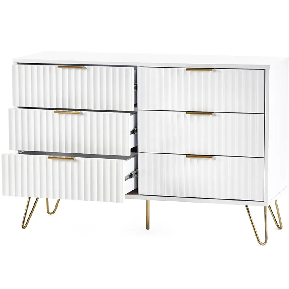Murano 6 Drawer Chest of Drawers - White
