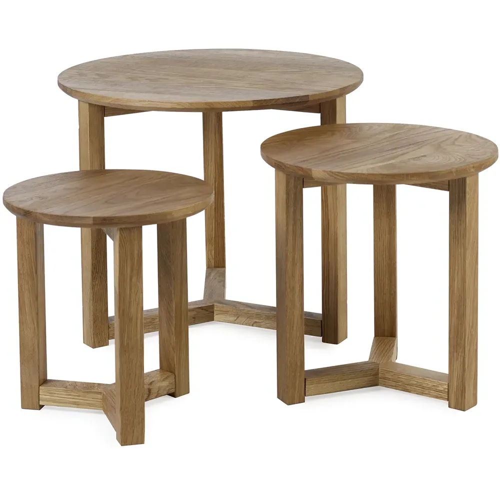 Nidri Oak Nest of Tables Set of 3 - Brown