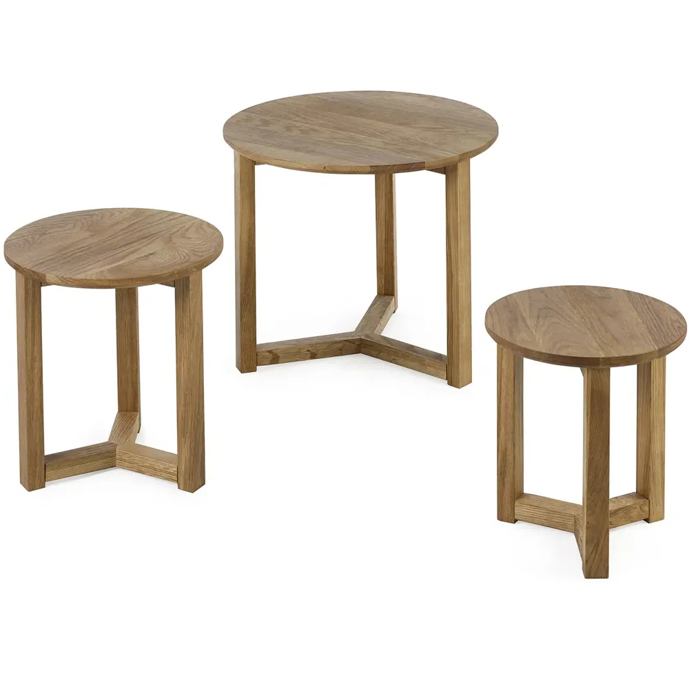 Nidri Oak Nest of Tables Set of 3 - Brown
