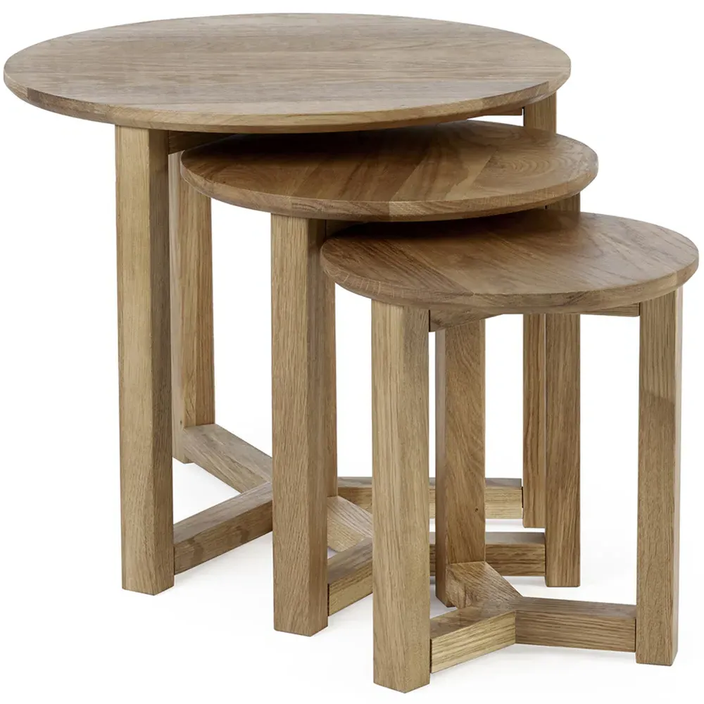Nidri Oak Nest of Tables Set of 3 - Brown