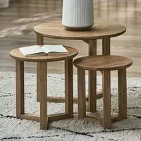 Nidri Oak Nest of Tables Set of 3 - Brown